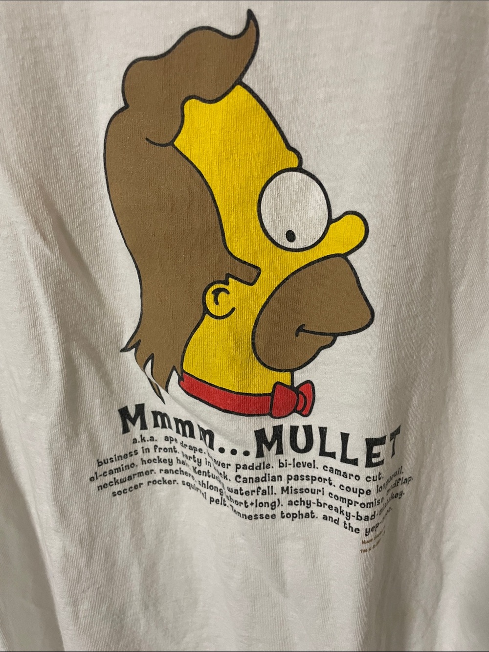 Vintage 2001 Homer Simpson Mullet Graphic Tee Size XL